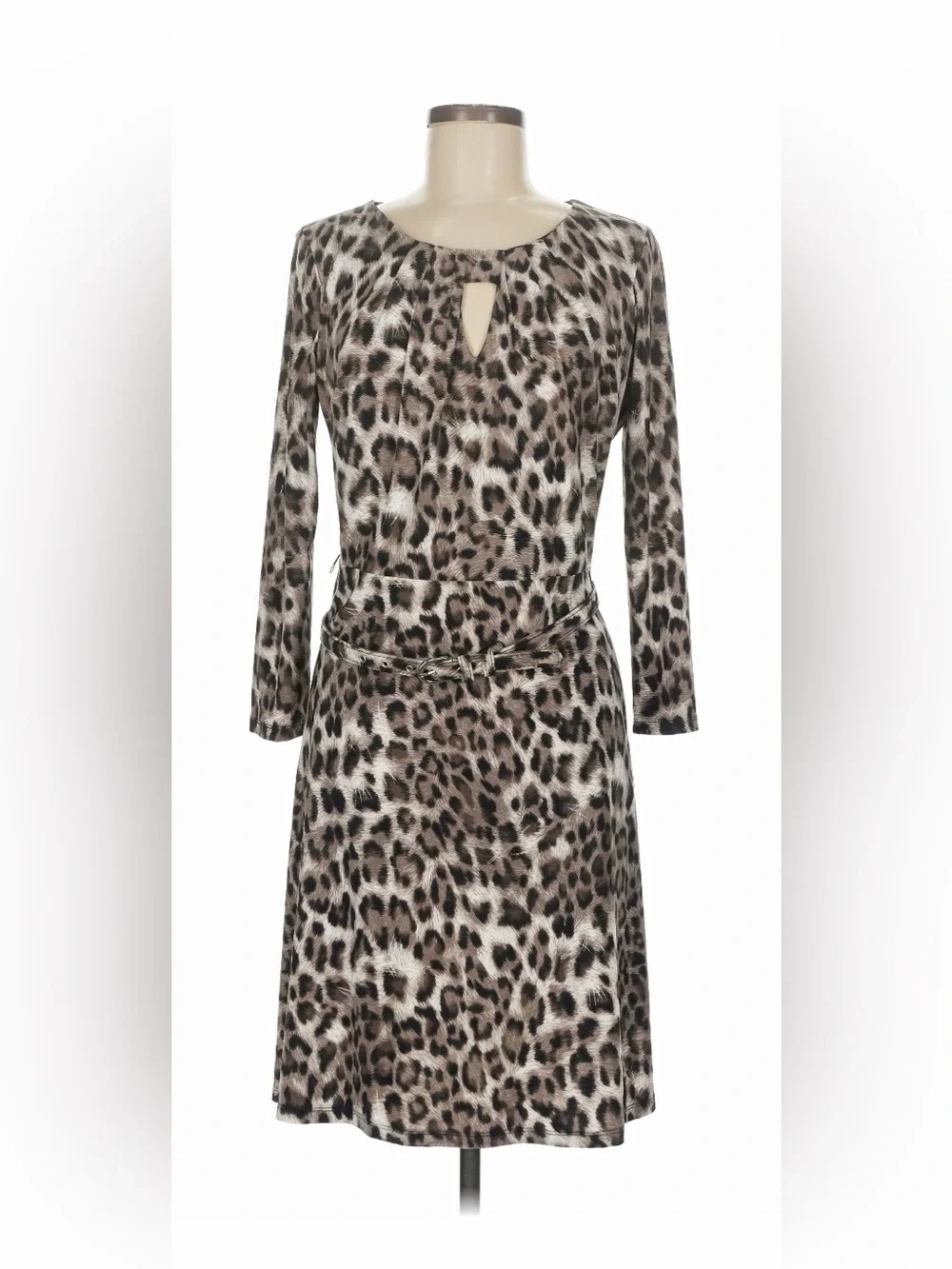 INC International Concepts Animal Print Stretch Midi Dress Sexy Sleeves Sz M